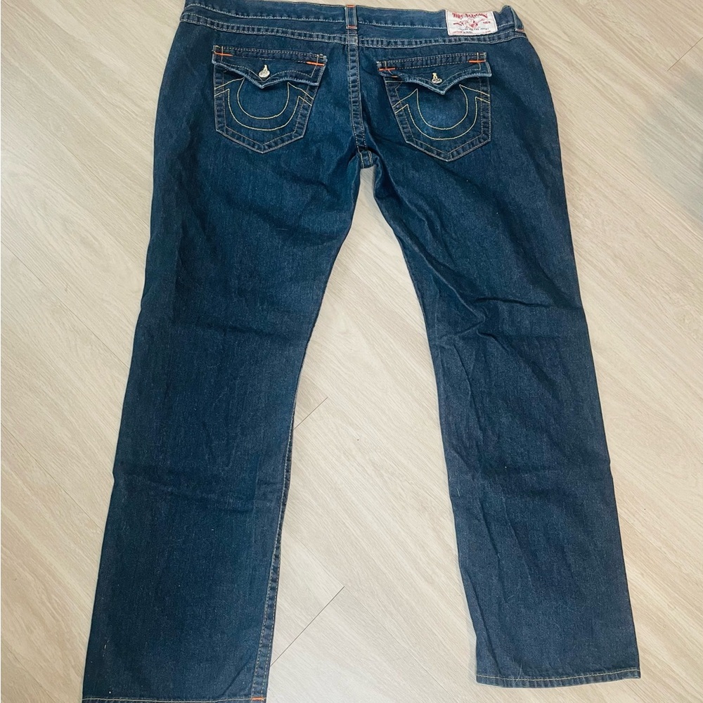 True Religion Jeans  Relaxed Skinny Flap Stretch Tidal Blue MENS SZ 46X33